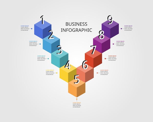 timeline step chart template for infographic for presentation for 9 element