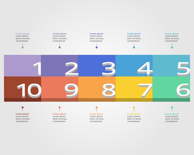 Vector timeline step square chart template for infographic for presentation for 10 element