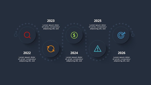 Vector timeline with 5 elements infographic template for web business presentations vector illustration