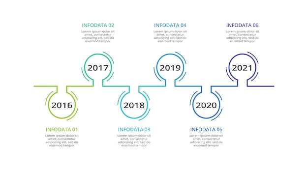 Timeline with 6 elements infographic template for web business presentations vector illustration