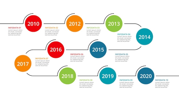 Timeline with 7 elements infographic template for web business presentations vector illustration