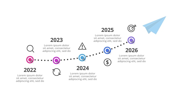 Vettore timeline con modello infografico per presentazioni aziendali web illustrazione vettoriale