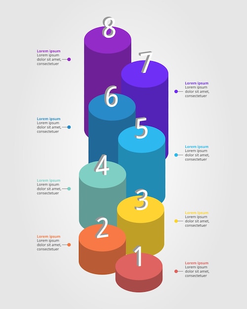 timeline with number template for infographic presentation template with 8 element for banner