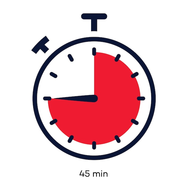 Vector timer 45 minuten symbool kleur lijnstijl