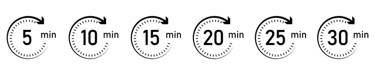 Vector timer clock stopwatch vector icon set timer icon set timer from 5 to 30 minutes 5 10 15 20 25 30 min