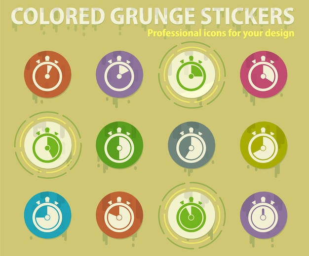 Timer colored grunge icons