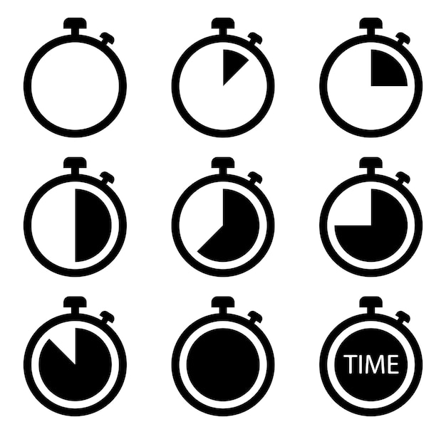 Timer icon collectionSet of timer and stopwatch iconsCountdown Timer vector iconsSymbol timer on