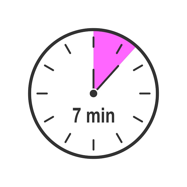 Premium Vector | Timer with 7 minute time countdown clock or stopwatch symbol