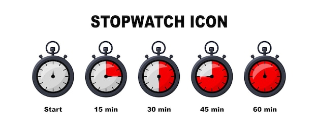Timer klok stopwatch iconen set Countdown timer symbool icon set Vector illustratie