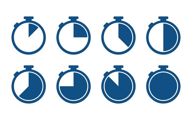 Vector timer set of icons in flat style vector