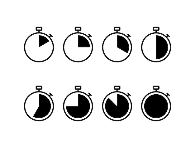 Timer Stel vector iconen op doorzichtige achtergrond Countdown Timer vector iconen