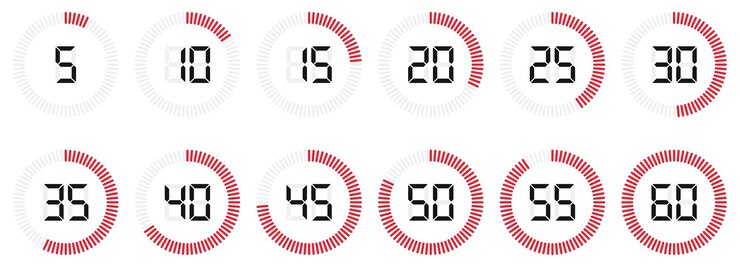 Vector timer and stopwatch icon set with digital numbers
