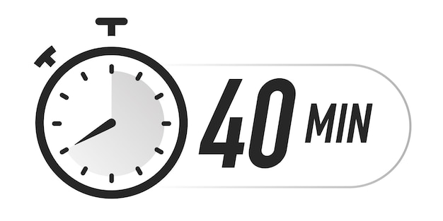 Vector timerpictogram 40 minuten vector zwarte kleur stopwatch geïsoleerd op witte achtergrond afbeelding 10 eps