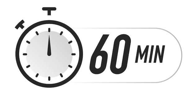 Timerpictogram 60 minuten vector zwarte kleur Stopwatch geïsoleerd op witte achtergrond afbeelding 10 eps