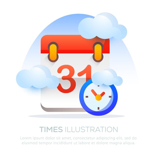 Times illustration design for mobile or website design