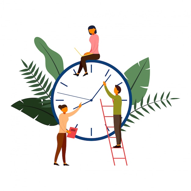 Vector times is geld, business en management concept met karakter illustratie