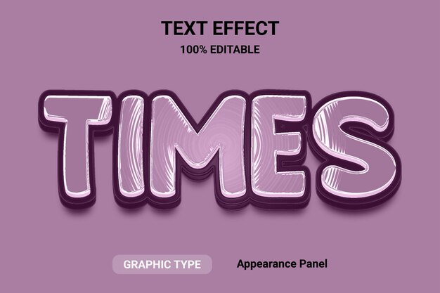 Times text effect font style editable vector EPS file