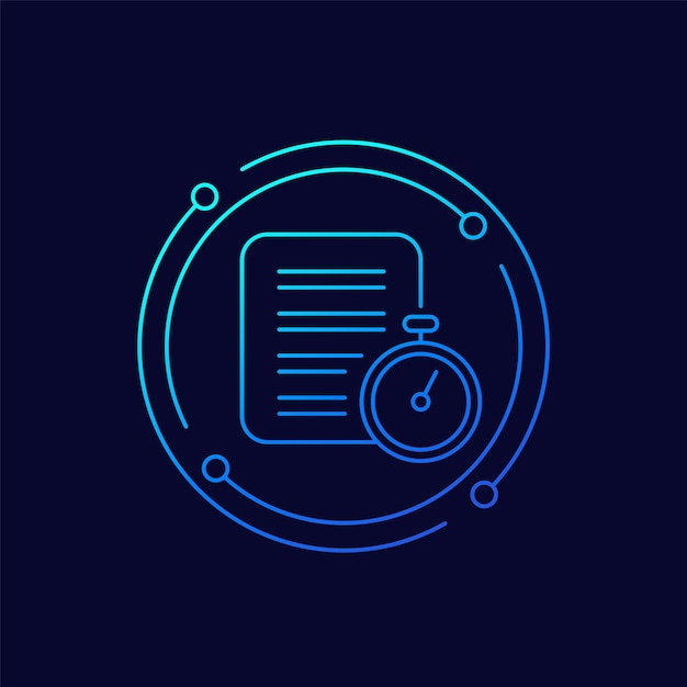 Timesheet icon document and stopwatch linear design