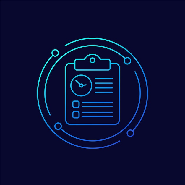 Timesheet time tracking line vector icon