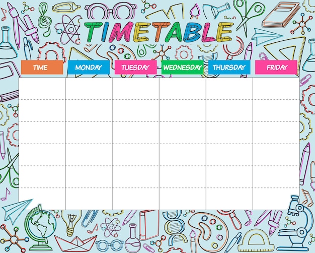 Vector timetable color