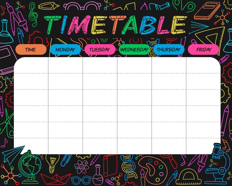 Vector timetable colorful