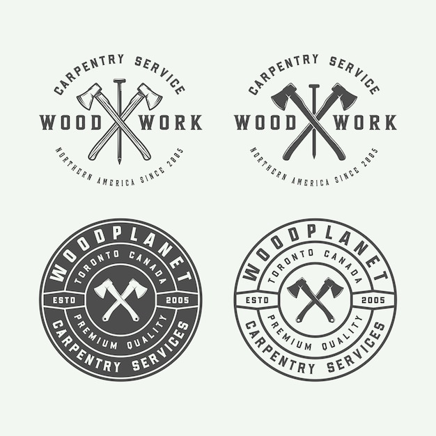 Vector timmerwerk, houtwerk labels