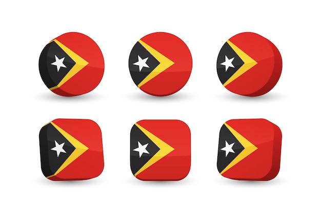 Timor Leste flag 3d vector illustration button flag of East Timor isolated on white