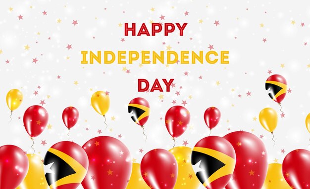 Timor leste independence day patriotic design. balloons in east timorese national colors. happy independence day vector greeting card.