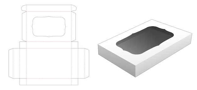 ウィンドウダイカットテンプレート付きのブリキの箱
