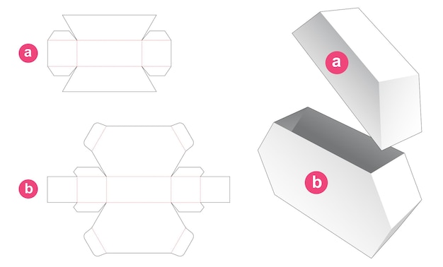 Tin hexagonal box and lid die cut template