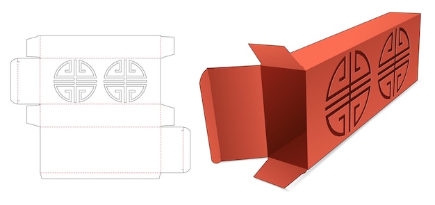 스텐실 중국 원형 다이 컷 템플릿이 있는 주석 및 긴 상자