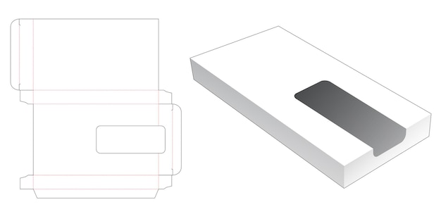 Tin rectangular packaging with window die cut template