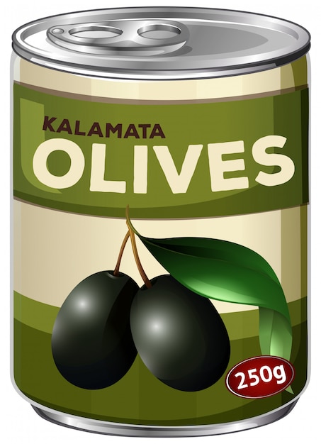 A tine of kalamata black olives