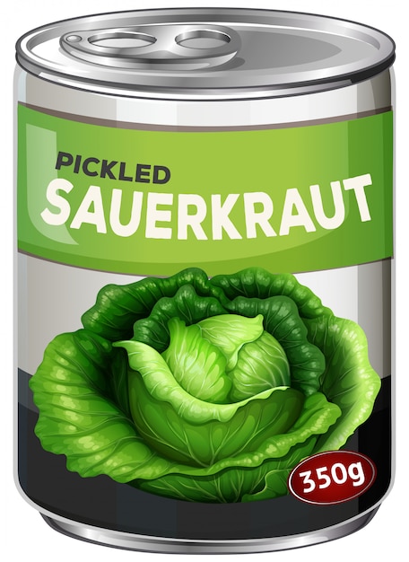 A tine of pickled sauerkraut