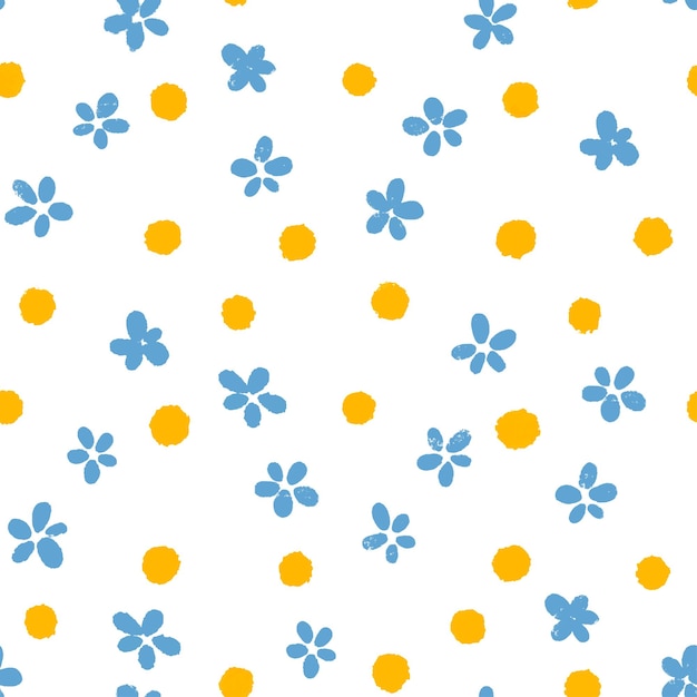 Vector tiny blue flowers and golden dots