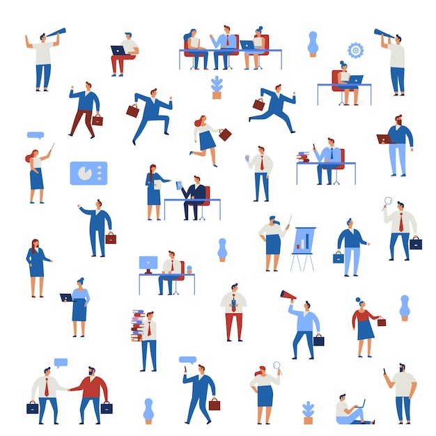 Tiny business people, teamwork flat vector characters