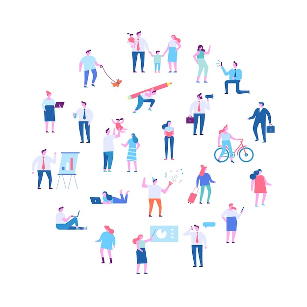 Tiny business people, teamwork flat vector characters