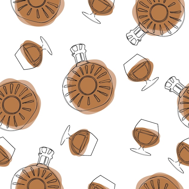 Tiny doodle style alcohol glasses seamless pattern Free hand drawn uneven edges Martini champagne cocktail brandy margarita hurricane glass Ink drawn