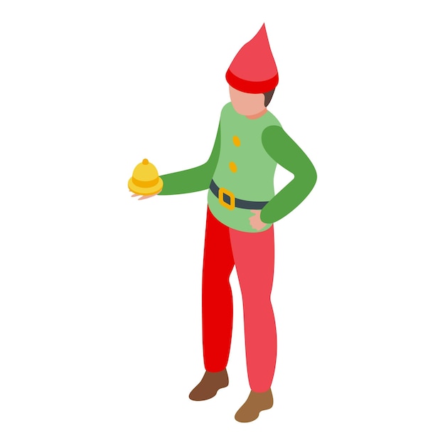 Tiny fairy elf icon isometric vector Enchanting Santa helper
