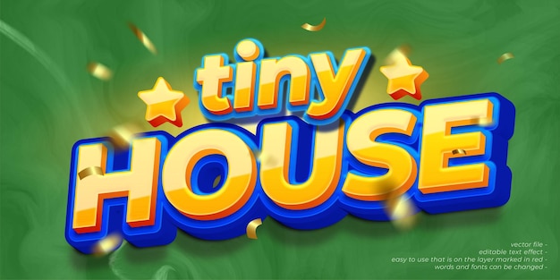 Tiny house gaming tittel cartoon 3d met aangepast tekst bewerkbaar stijleffect