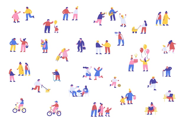 Tiny People Crowd Vector People bundel vector set