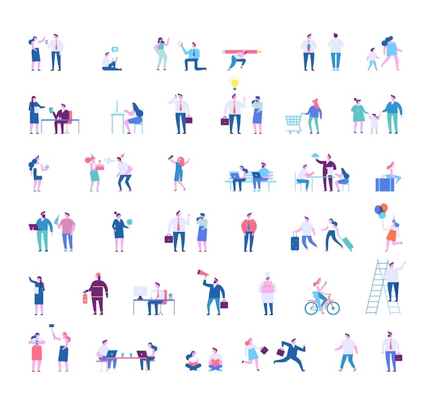 Tiny people crowd vector people bundle vector set