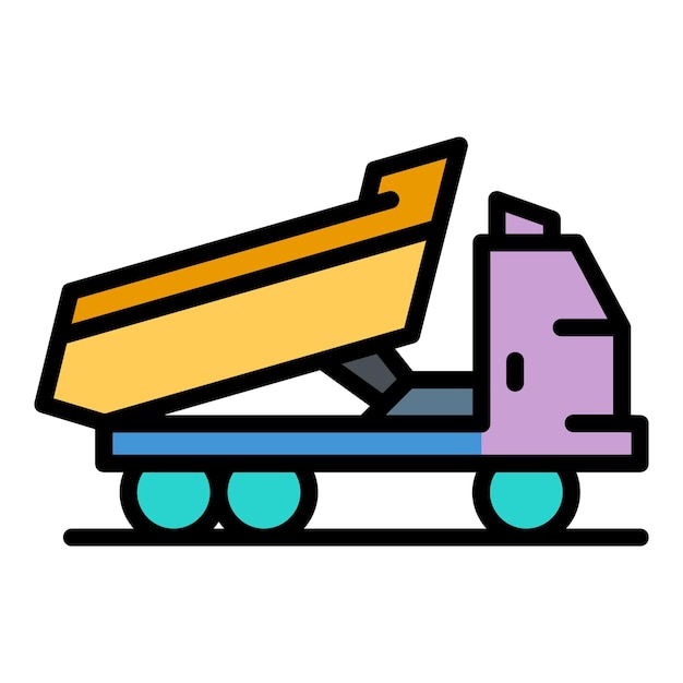 Tipper truck icon outline tipper truck vector icon color flat isolated