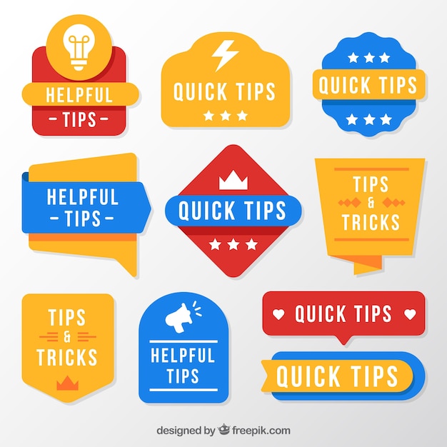 Tips badge collection with flat design