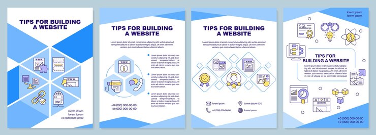Vector tips for building website blue brochure template