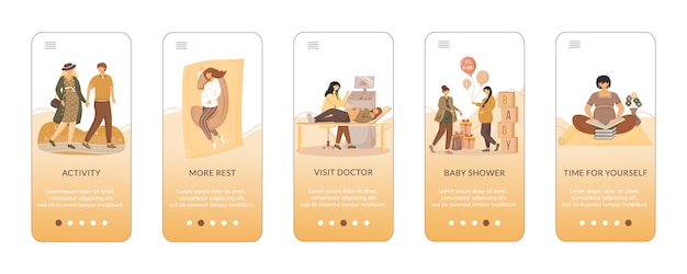 Tips for happy pregnancy onboarding mobile app screen  template.