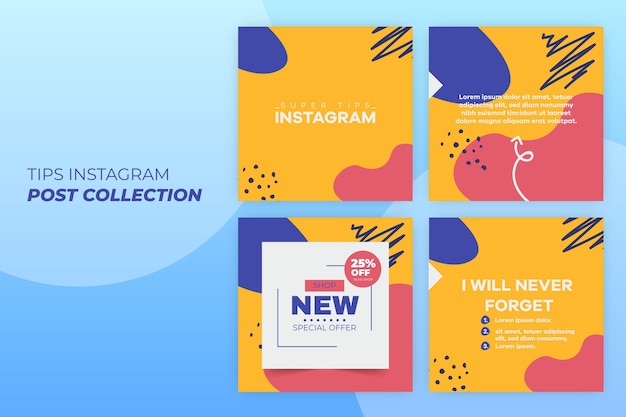 Vector tips instagram post collection