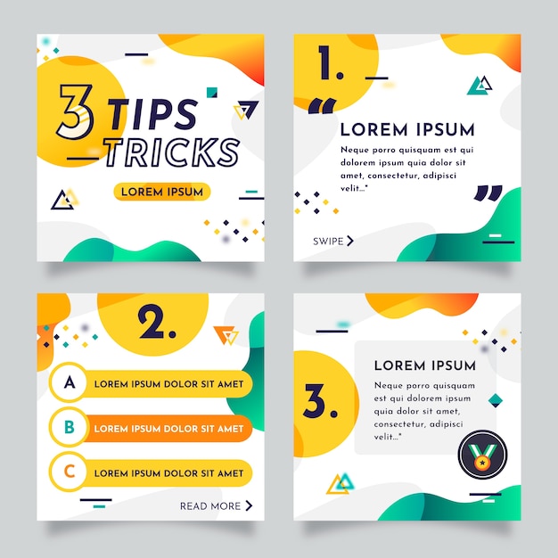Vector tips instagram post collection