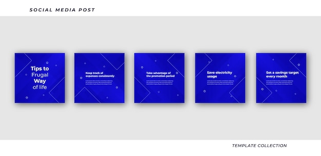 tips for success collection set social media business marketing text post square banner template