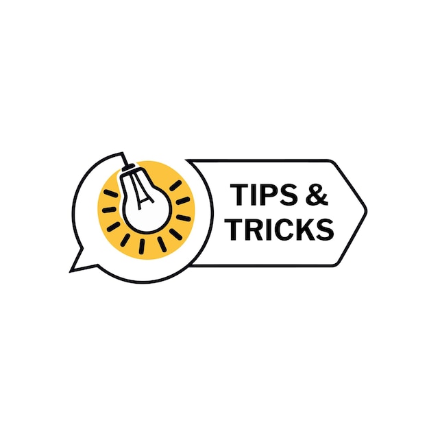 Vector tips and tricks with lightbulb icon vector illustration for quick advice and helpful tricks